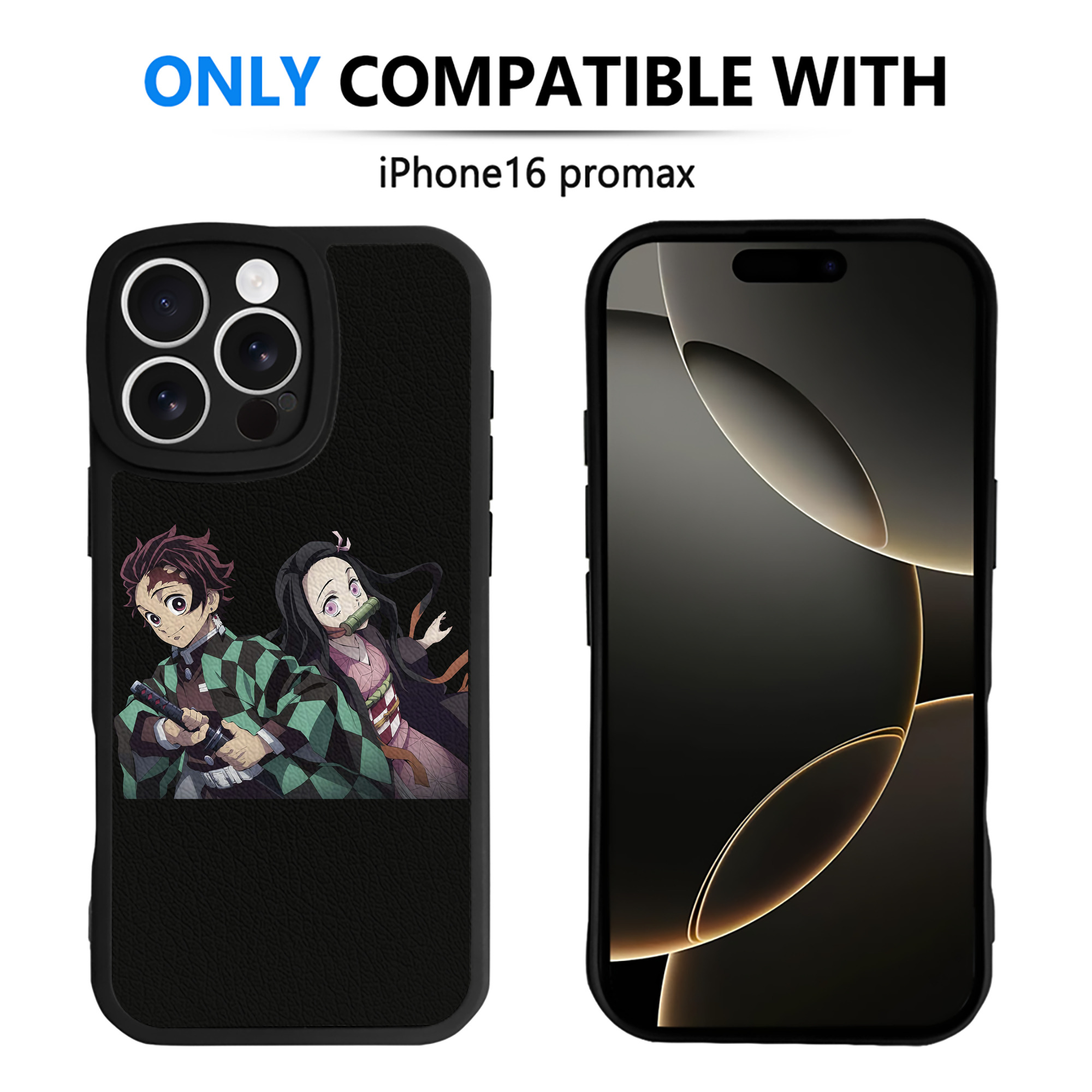 （画像用） 鬼滅の刃（きめつのやいば）竈門 禰󠄀豆子／かまど ねずこ Kamado Nezuko 【iPhone 16シリーズ対応】シリコンスマホケース（レザー調） 材質：シリコン